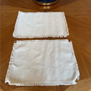 Set of Two Cream Fringe Placemats